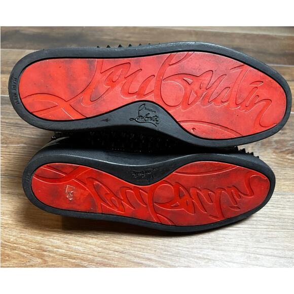 Christian Louboutin Lou Black Spikes Men's High Top Calf Leather Sneaker Size 7 - Picture 8 of 11